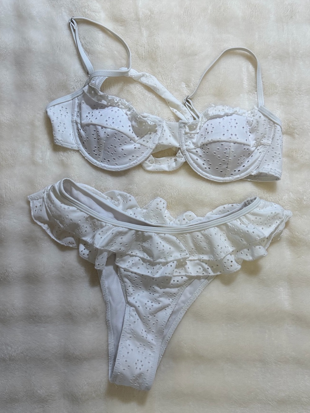 White Ruffle Bikini